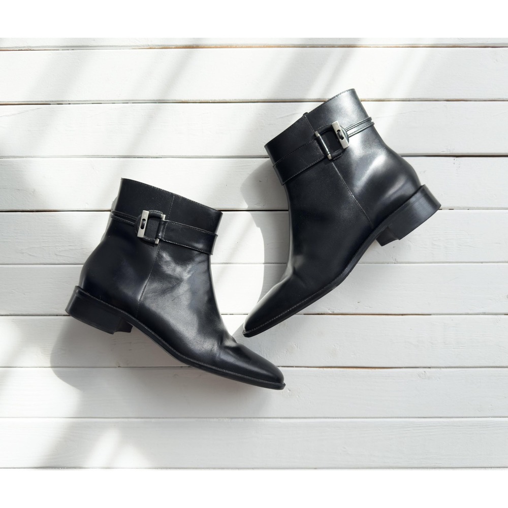 Talbots‎ Women's Buckle Black Leather Ankle Boots Booties Size 6